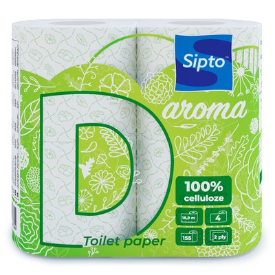 СИПТО Deco  Aroma Бумага туалетная 2-х слойная 170 листов 1*4 рулона Цветы Луговые белая