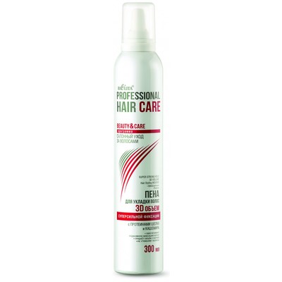 Белита Hair Care  Пена для укладки волос 3D ОБЪЕМ суперсильной фиксации с протеинами шелка и кашемира 300мл