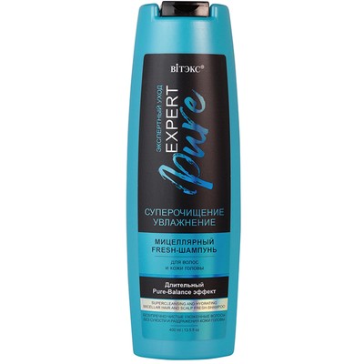 Витэкс EXPERT  PURE fresh-шампунь для волос и кожи головы мицеллярный СУПЕРОЧИЩЕНИЕ и УВЛАЖНЕНИЕ 400 мл
