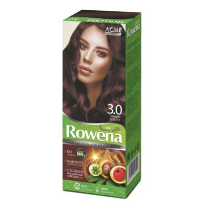 Рябина Rowena  Soft Silk Стойкая крем-краска для волос тон 3.0 темный каштан