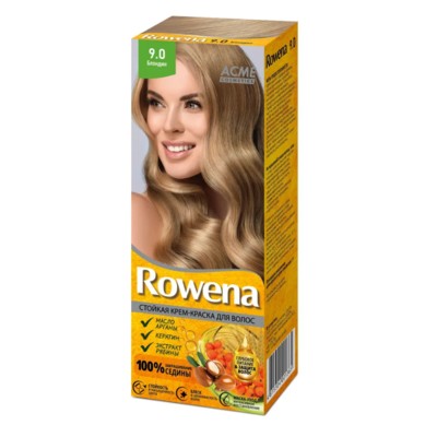 Рябина Rowena Стойкая крем-краска для волос "ROWENA", тон 9.0 Блондин