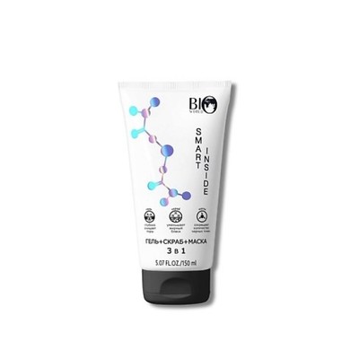 BIO WORLD SMART INSIDE  Гель+Скраб+Маска 3 в 1 для проблемной и склонной к жирности кожи, 150 мл
